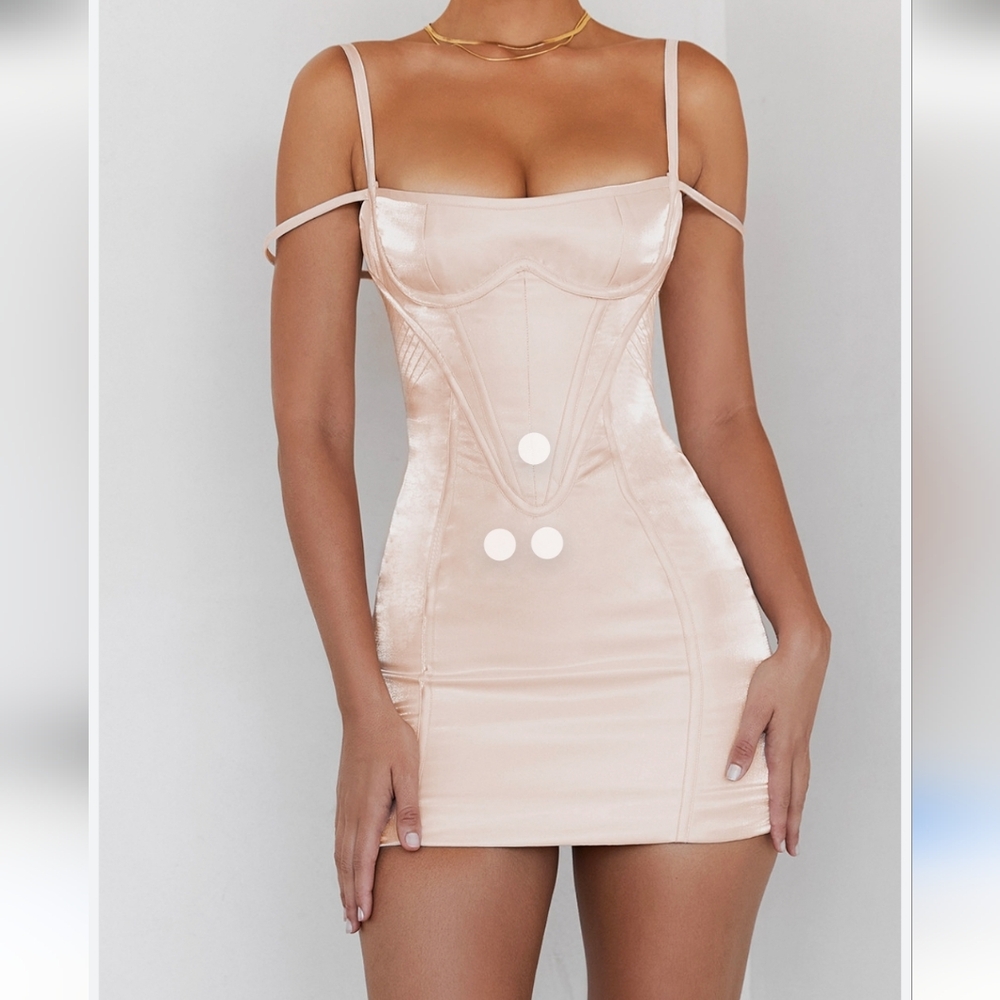 Mistress Rocks Blush Glass Corset Mini Dress